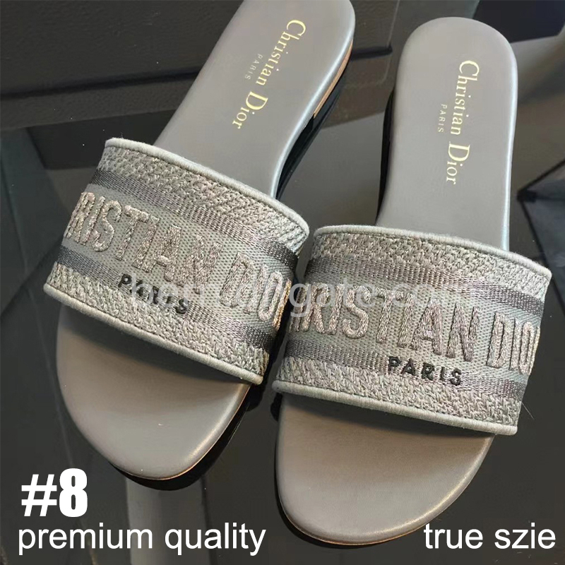 D I O R Premiun/Good Dupe Embroidery Printing Summer Flat Slippers Beach  Sandals For Women EU Size 34 42 From Bern, $34.96 | DHgate.Com