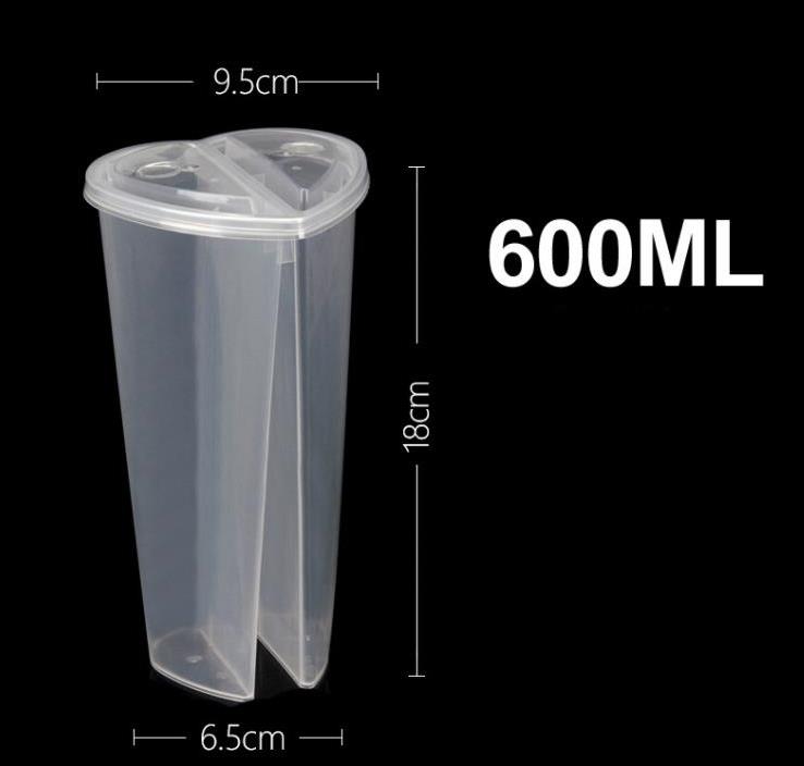600mlのハート型ダブルシェアカップ透明なプラスチック使い捨てカップと蓋付きのミルクティージュースカップ恋人カップルSN5180