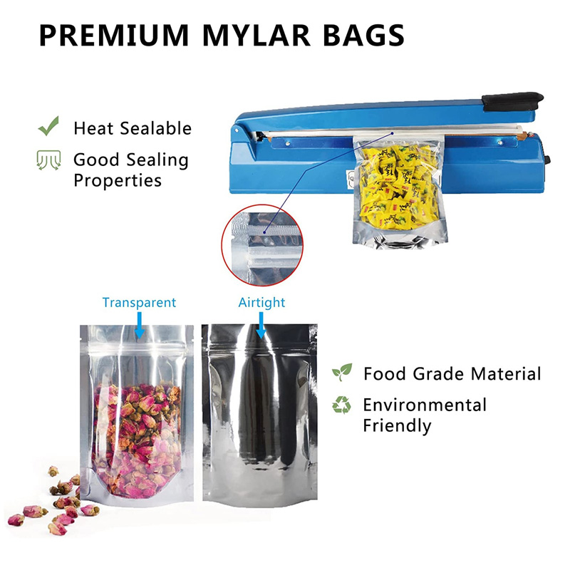 Mylar мешки для хранения продуктов, запечатываемые прозрачные мешки Mylar.
