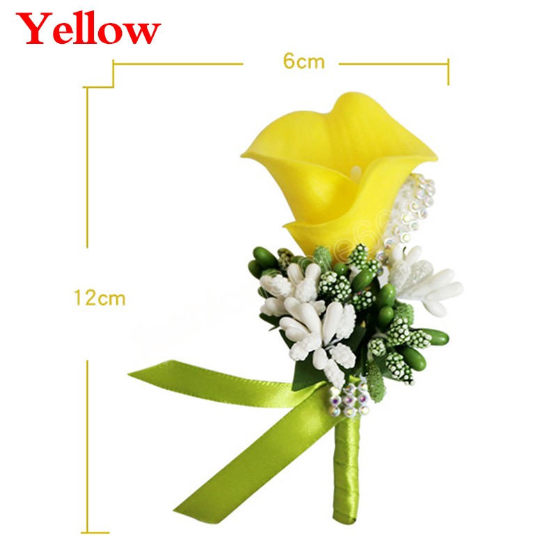 Corsage Boutonniere Pin Wedding Corsage Flower Boutonniere for Groom Bridesmaid Flower Calla Lily Buttonhole Men Marriage Witnes