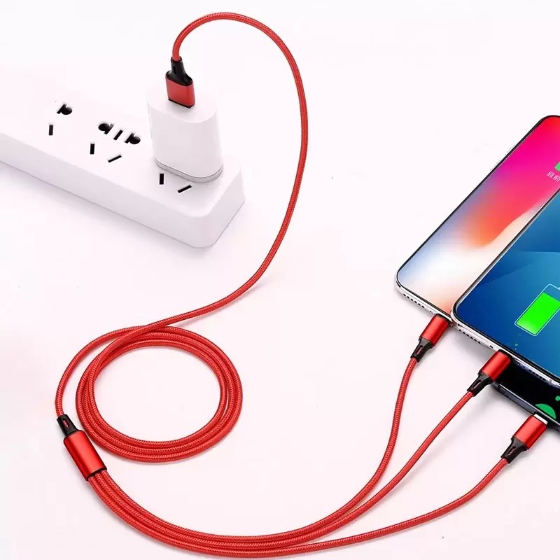 3 I 1 Micro USB Type C Charger Cables Multi USB Port Multipel laddningsladd mobiltelefontråd för Oppo Reno 2 3 4 5 6 7 8 Pro A3S A5S A5 A9 A12 A15 A31 A52 A72 A92 A54 A74 A94