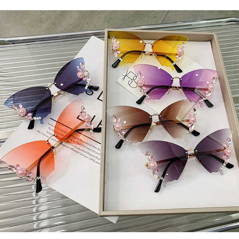 2024 10% de desconto em designer de luxo Novos óculos de sol masculinos e femininos 20% de desconto na personalidade da moda de borda de diamante Butterfly