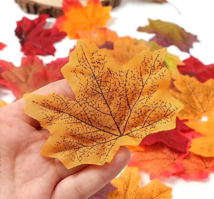 Decorative Flowers Artificial Cloth Maple Leaves Multicolor Autumn Fall Leaf For Art Scrapbooking Wedding Bedroom Wall Party Decor Craft SN5176