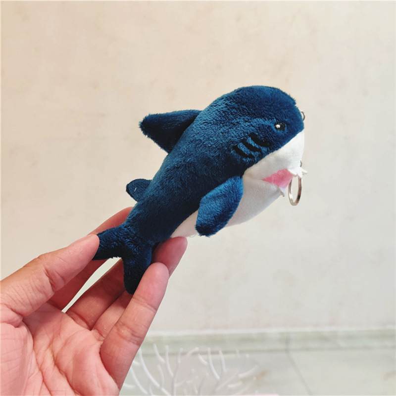 Sevimli çizgi film okyanus köpekbalığı anahtarlık, anahtarlık kolye peluş bebek küçük mini yunus bebek karikatür bebek çanta kolye