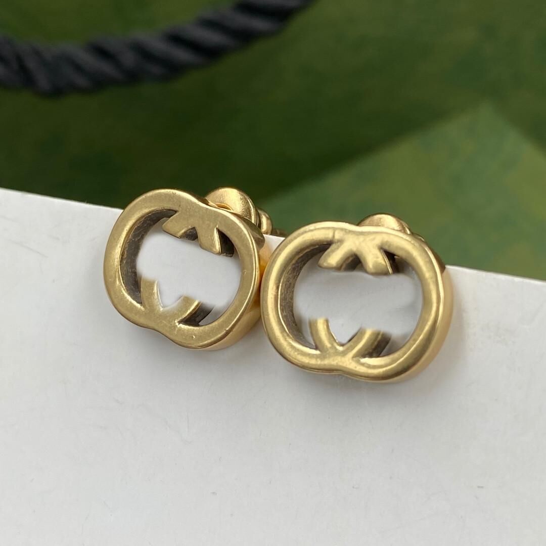 Женские модные дизайнерские серьги-гвоздики в роскошном стиле высшего качества G Letter Brass Engagement Earring