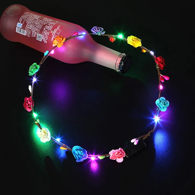 LED Light Up Toys Party Favors Luminous Line Crown Corolla Luminou Party Carnival Floral Decoration Garland Bright Hair Accessory Toy