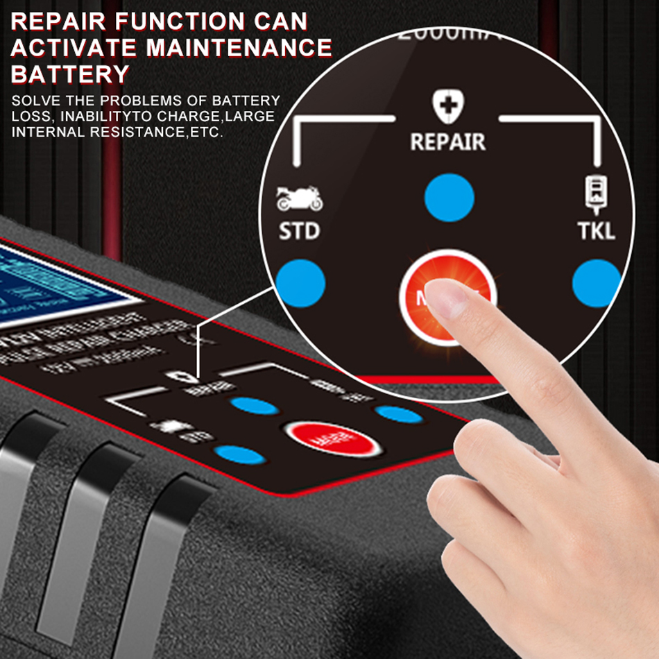 Caricabatteria auto riparazione impulso 12V 6V LEB Digital 2A Caricabatteria al piombo completamente automatico auto giocattolo bambini moto