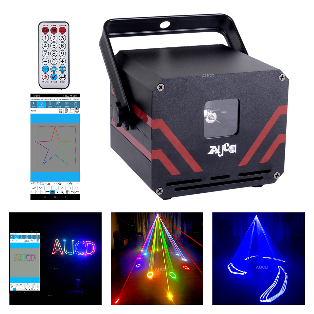 Android Phone Bluetooth APP Edit Remote Control Mini 2W RGB Colorfull DMX Animation Scan Beam Projector Laser Lights For Pro DJ Party Show KTV Stage Lightings M2912-A