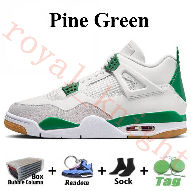 Med Box Jumpman 4 Herr Basketskor 4s Pine Grön Photon Dust Military Black University Blå Seafoam Röd Cement Segel Katt Oreo Herr Dam Sneakers Stl 36-47