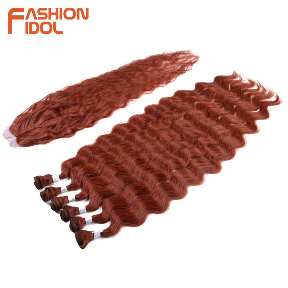 Synthetic Wigs Fashion Idol Body Wave Hair Bundles with Closure Synthetic Weft 36 Inches /pack 320g Ombre Blonde Weaving 230227