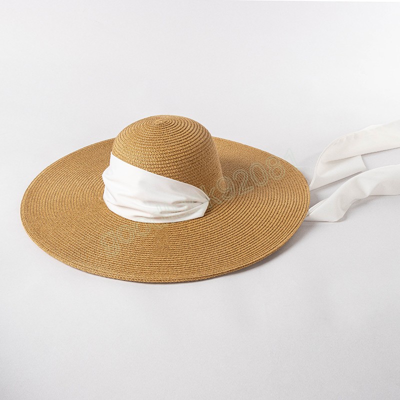 14 cm szerokości gieł duże czapki słomki dla kobiet letnie miękki składany UV Ochrona Sun Shade Hat Travel Beach Hat