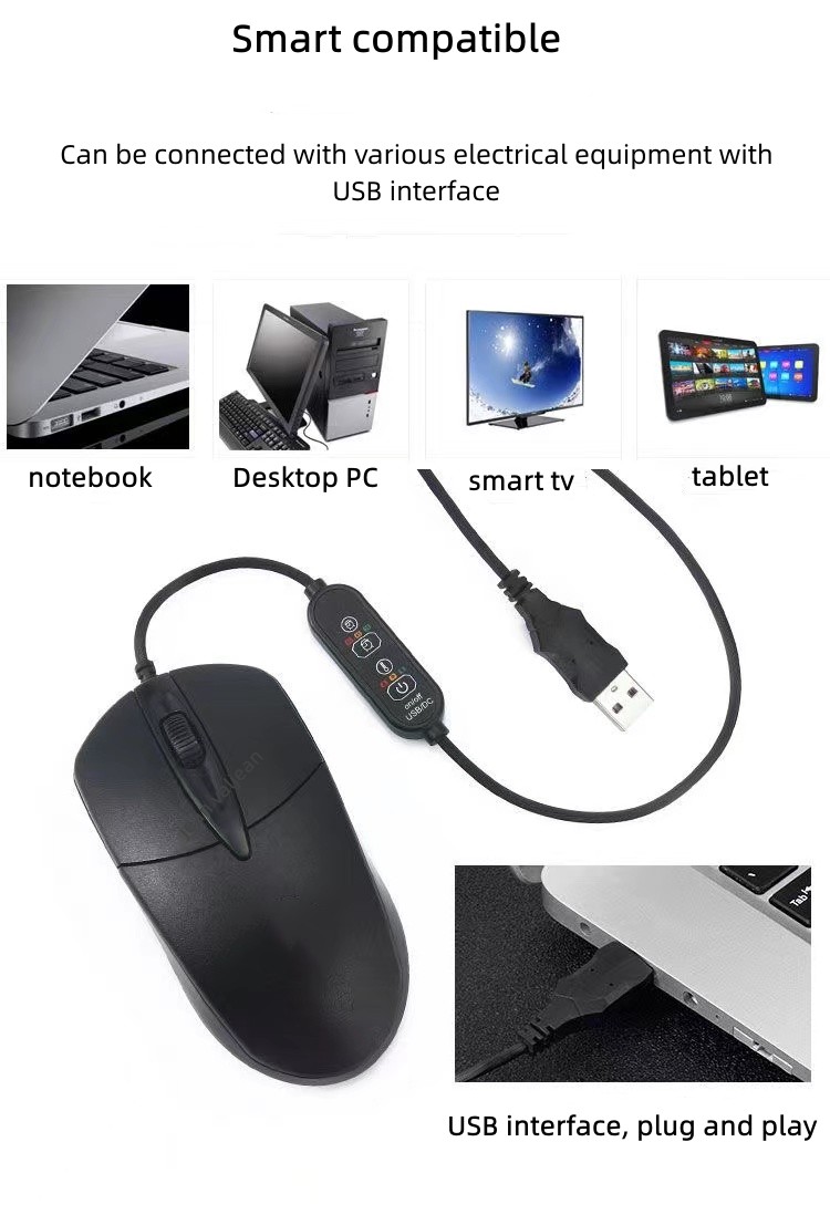 Souris chauffante intelligente pour les mains, filaire, USB, pour l'hiver, pour Gamer, optique ergonomique, 1600DPI, pour ordinateur Pc