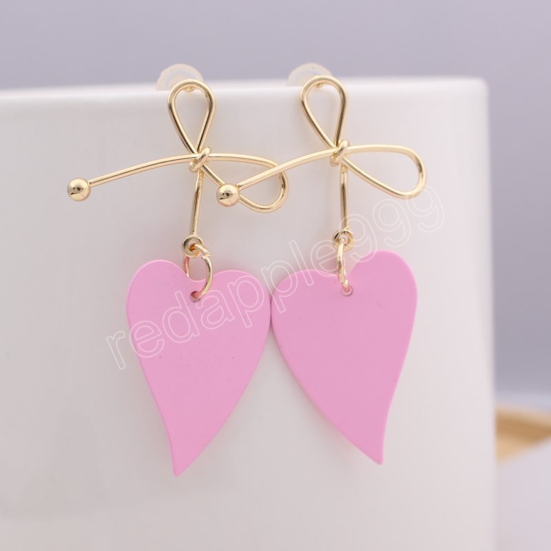 Red Love Heart Drop Earrings for Women