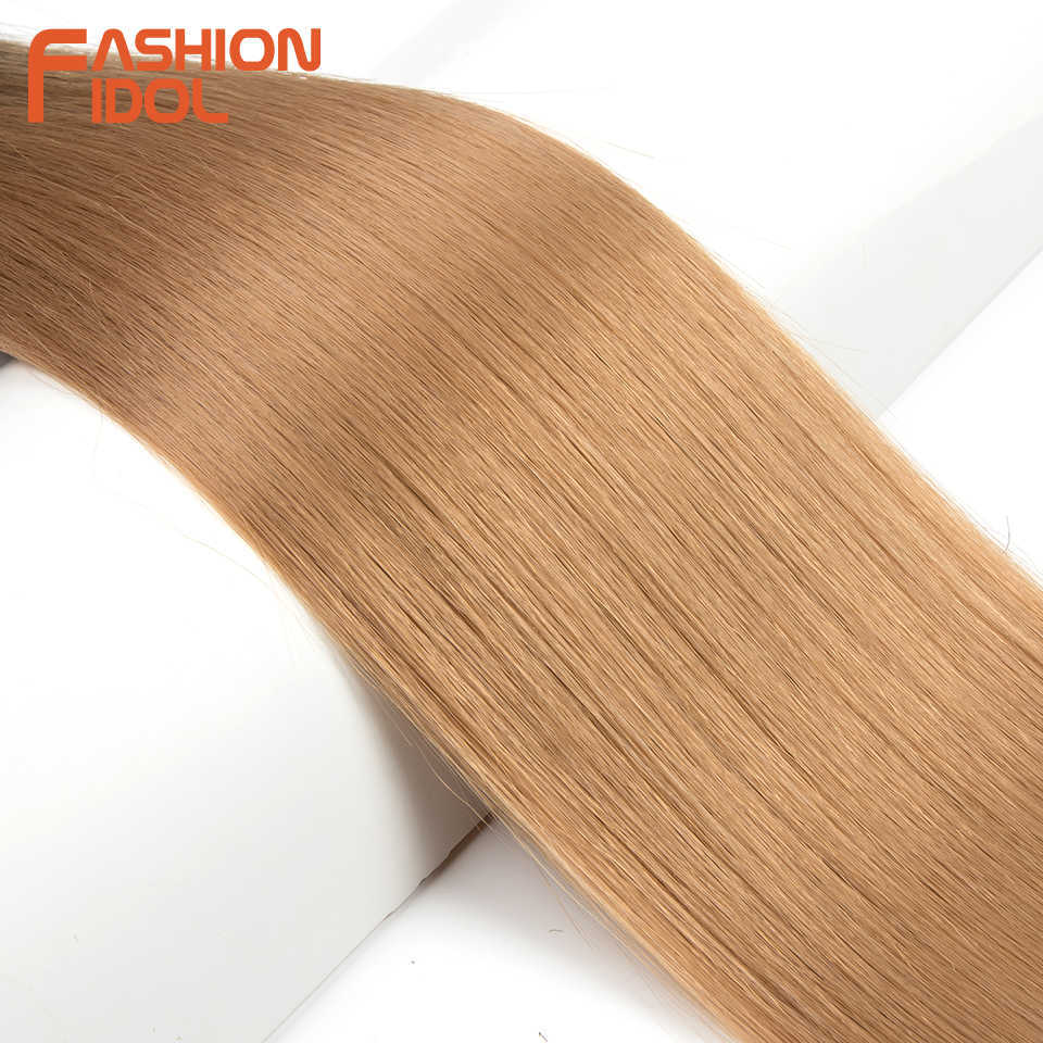 Synthetic Wigs Bone Straight Hair Ombre Blonde Bundles Super Long Synthetic 24 Inch Full to End Fashion Idol 230227
