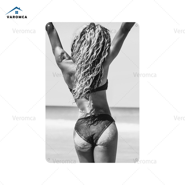 Sexy Bikini Women Metal Tin Sign Metal Poster Vintage Decorative Tin Sign Plate Metal Plate Girl Man Cave Club Decor 30X20cm W03