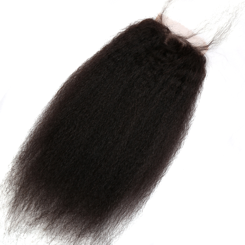 Perwersyjne proste koronkowe zamknięcie 100% nieprzetworzone ludzkie włosy koronkowe zamknięcie 4x4 koronkowe wolne część yaki proste zamknięcie naturalne czarne