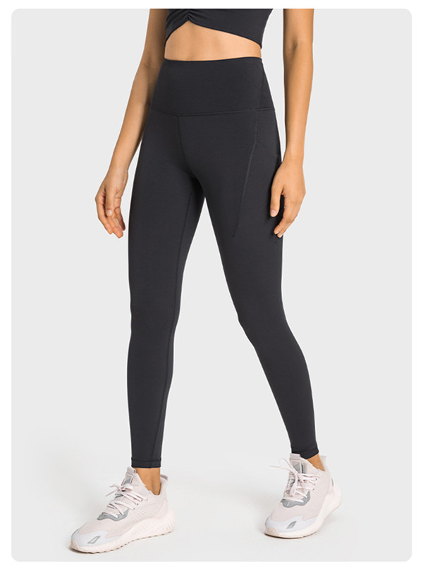 LL Damen-Yoga-Leggings, Push-Fitness, volle Länge, weich, hohe Taille, Seitentasche, Hüftlift, elastisch, lässig, Jogginghose, 7 Farben