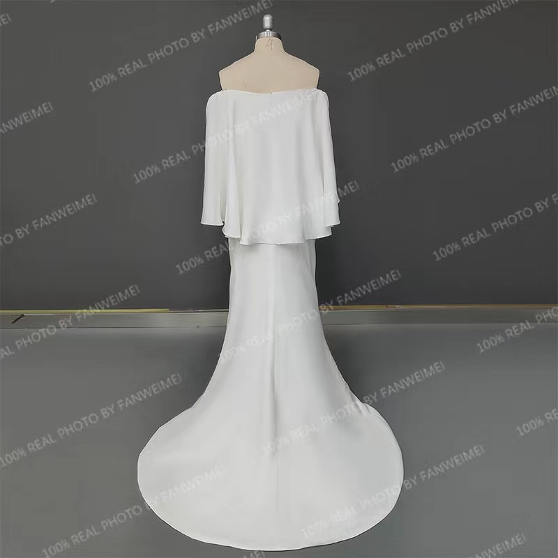 Abito da sposa da sposa con scialle spaccato con spalle scoperte, design di tendenza di lusso leggero FN10340