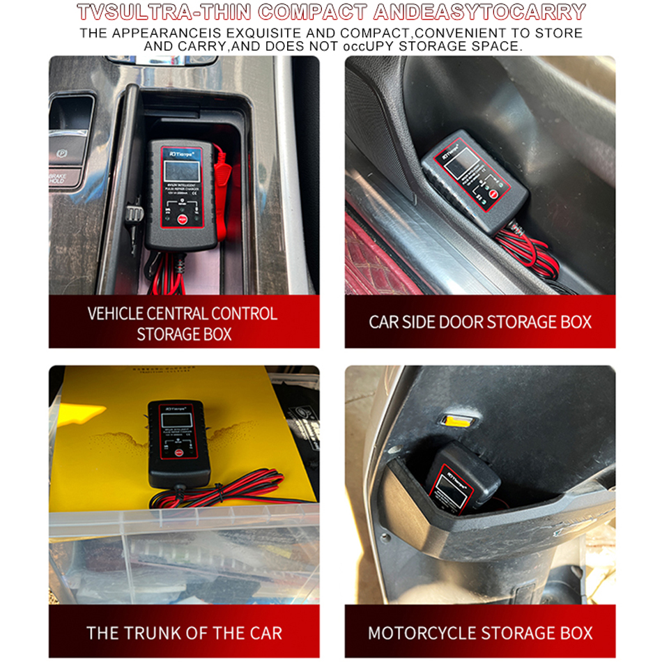 12V 6V 펄스 수리 자동차 배터리 충전기 LEB 디지털 2A 오토바이 어린이 장난감 자동차 용 전체 자동 납 배터리 충전기