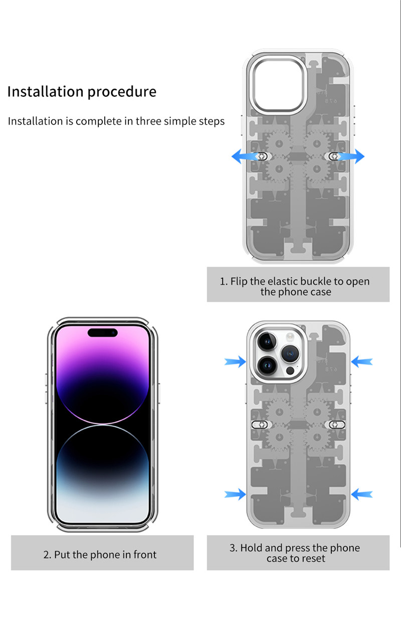 Mechanical Gear Case for iPhone 14 Pro Max 13Pro 12 Elastic Slip Buckle Armor Cover