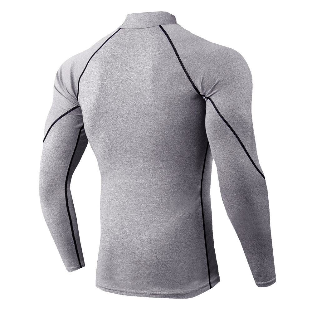 Camisetas de cuello alto para correr para hombre, camiseta deportiva de secado rápido, camiseta de compresión de manga larga para gimnasio, suéter ajustado para hombre