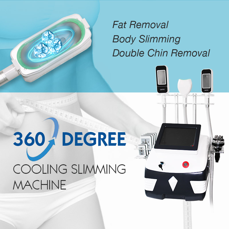 Professionell 360 ° Cryolipolysis Cavitation RF Cryo Slim Machine 5 i 1 Logo Anpassning CE -certifikat