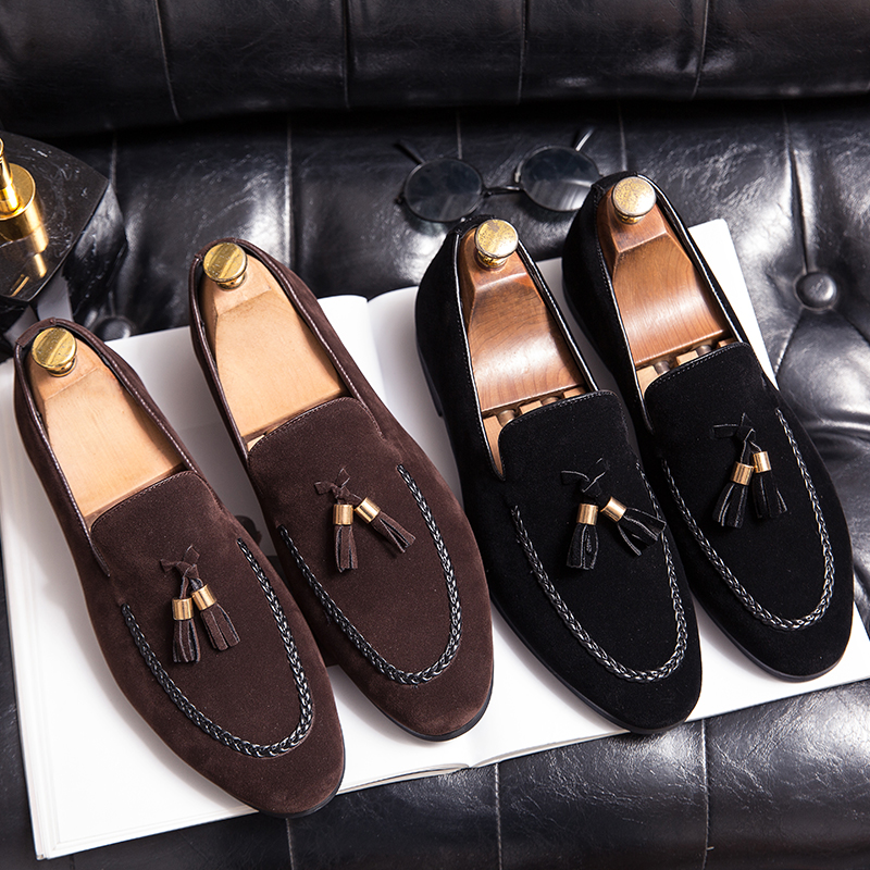 Designer 2023New Mens Leather Casual Shoes For Men Tassel Loafers Comfortabele zwart bruine mocassins suede heren schoenen mocasines