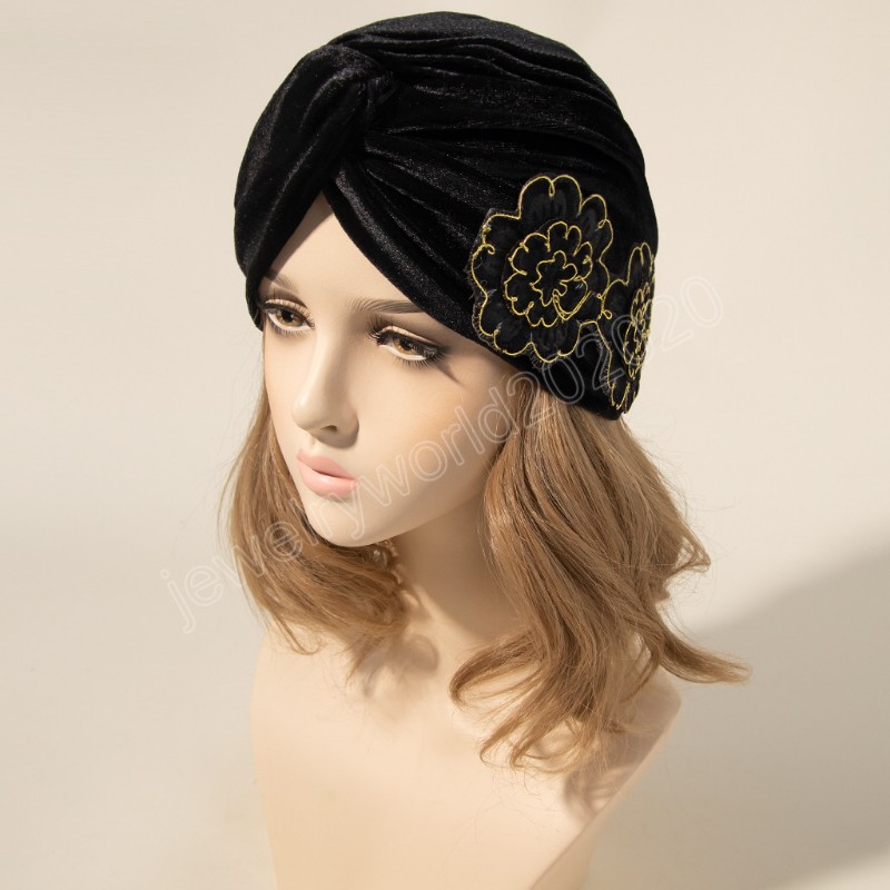 Applique Solid Color Velvet Beanies Hats Fash