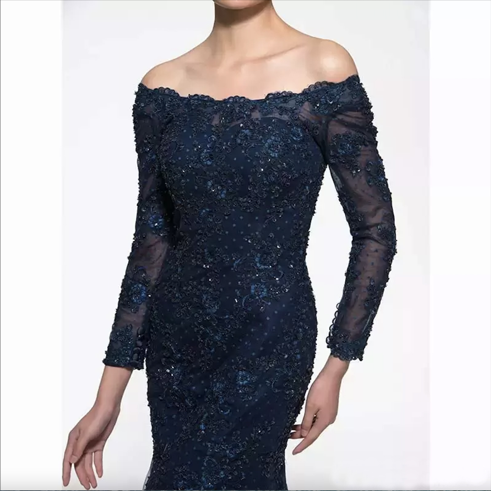 Lace Mermaid Mother of the Bride Dresses with Long Sleeves Appliques Beaded Floor Length Formal Evening Gowns