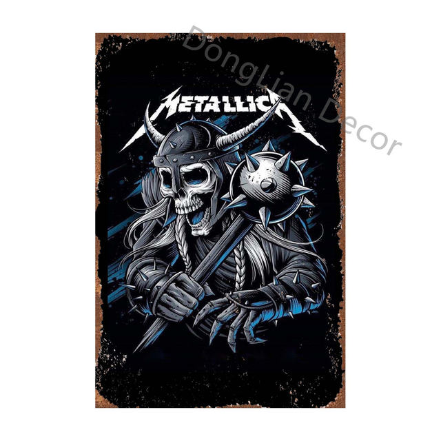 Classic Skull Band Rock Album Cover Signs Signs vintage Placa Metal Posters Retro para Quarto Música Bar Home Cafe Pinturas de Arte de Parede 30x20cm W03