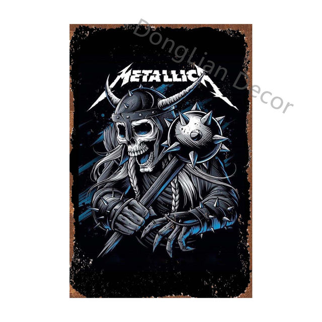 Klasik kafatası grubu rock albüm kapağı teneke işaretler vintage plak metal retro posterler için oda müzik çubuğu ev kafe duvar sanat resimleri 30x20cm w03