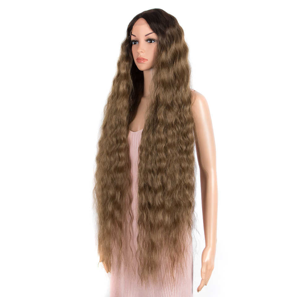 Perruques synthétiques perruque de cheveux synthétiques Cosplay vague lâche fausse dentelle pour les femmes Ombre brun eau 42 pouces bouclés résistant à la chaleur 230227