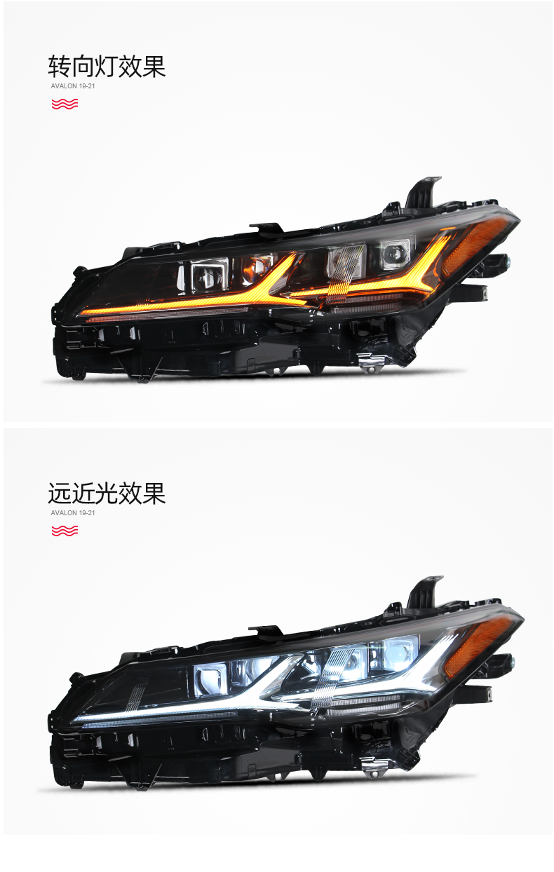 Faróis de estilo de carro para Toyota Avalon Farol LED 20 19-2022 Sinal de volta Luzes diurnas de feixe alto