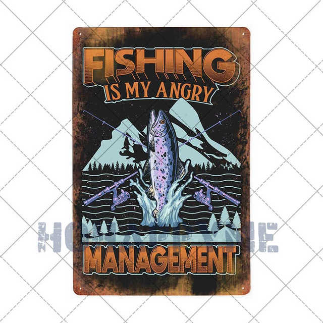 Sea Fishing Store Metallblechschilder Platten Retro Metall Fischer Poster Bier Bar Dekorative Wandtafel Eisenmalerei Kunst Wohnkultur 30X20cm W03