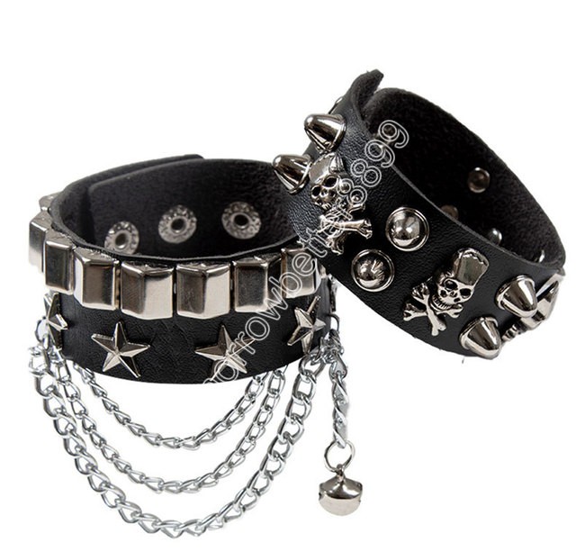 2023 PU lederen bezaaide armband punk armband verstelbare Goth manchet armband Gothic Rivet Buckle polsband voor mannen vrouwen