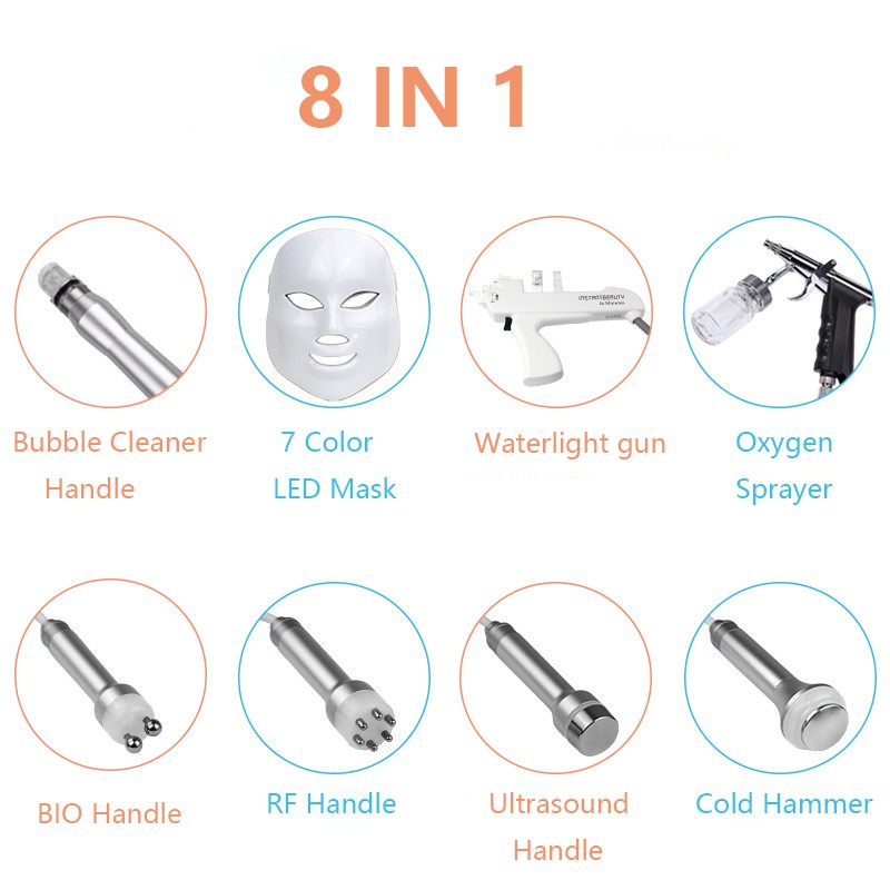 Ny 8 i 1 Hydra Dermabrasion RF Bio-Lifting Spa Facial Machine Water Jet Hydro Diamond Peeling Microdermabrasion