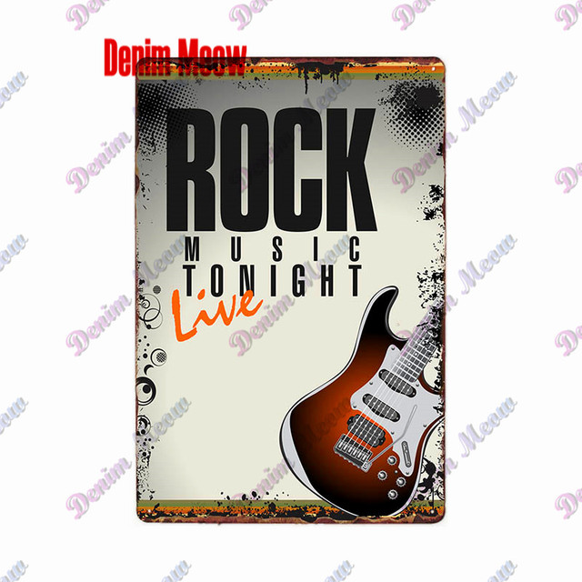 Vintage Rock and Roll Metallo Pittura Segno Musica Jazz Poster Musica retrò Targa in metallo Birra Rock Pub Club Decorazione da parete Decorazione in metallo 30X20 cm W03