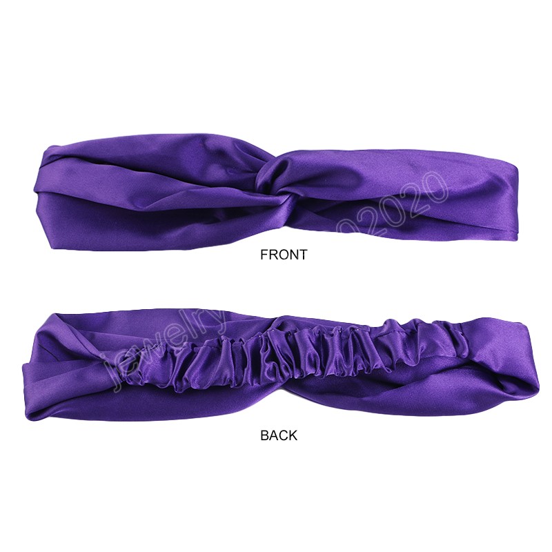 Silk Satin Twist Turban pannband för kvinnor Tvätthuvud Wrap Headwrap Makeup Sport Yoga Head Band Girls Hair Accessories