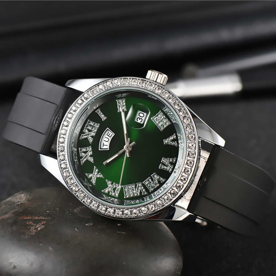 Orologi da polso a marchio completo di moda uomini in stile cristallo maschio 40 mm da data di lusso elastico orologio X296