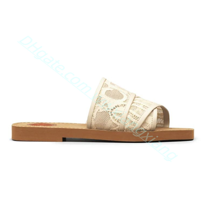 2023 Fashion Designer Womens Woody Platte Muilezels Sandalen Slides Zomer Canvas Wit Zwart Vrouwen Outdoor Strand Slippers schoenen maat 34-47