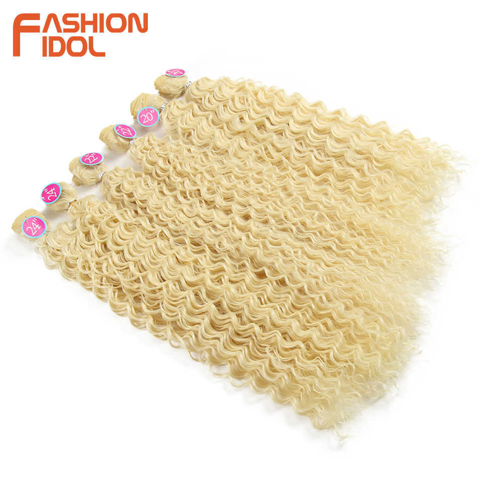 Perruques synthétiques Fashion Idol Afro Kinky Curly Hair Weave Bundles 613 Blonde Couleur Synthétique Nature 20 22 24 pouces 230227