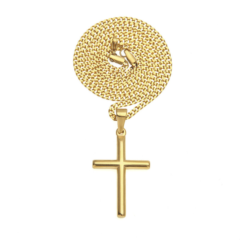 Herren Edelstahlkreuz Anhänger Halskette Gold Pullover Kette Mode Hip Hop Halsketten Schmuck 2 Stile