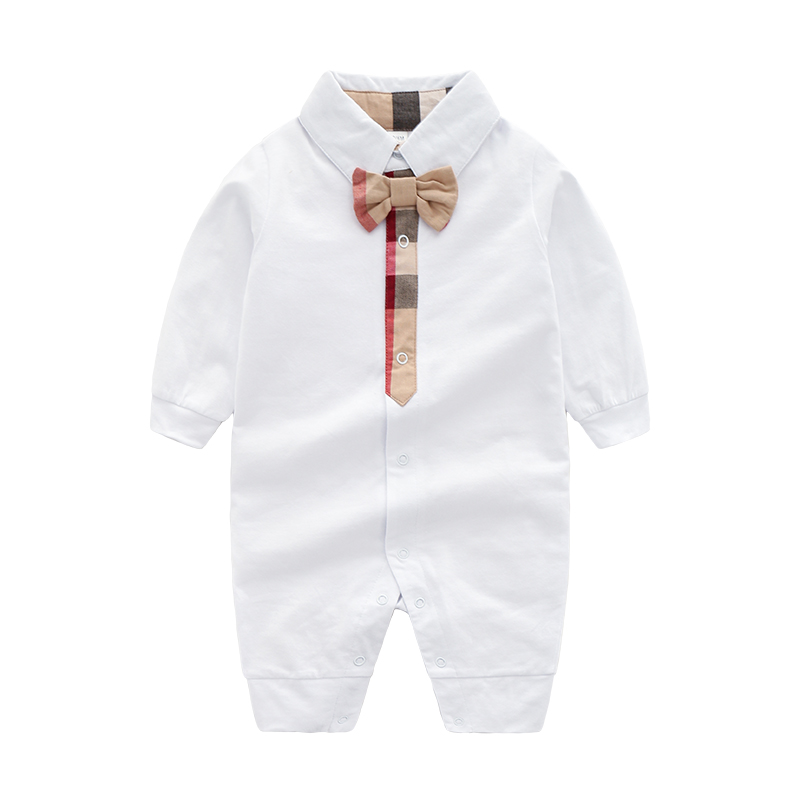 Bébé barboteuse revers nouveau-né vêtements couleur unie à manches longues sous-vêtements coton garçons filles revers bébé barboteuses