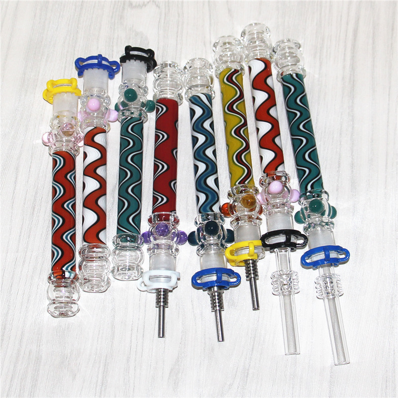 Nettare di narghilè con punte al quarzo da 10 mm Nettare unghie in titanio Dab Straw Oil Rigs Reclaimer Glass Pipes Smoke Water Collector