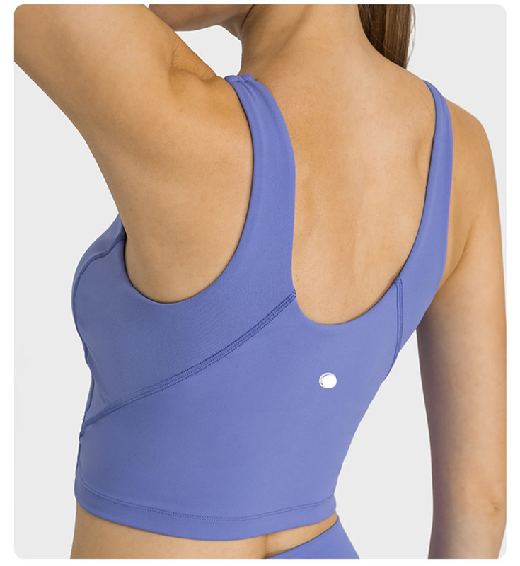 Sutiã de ioga elástico LL feminino clássico em U respirável cueca esportiva jogging acolchoado academia correndo lingerie