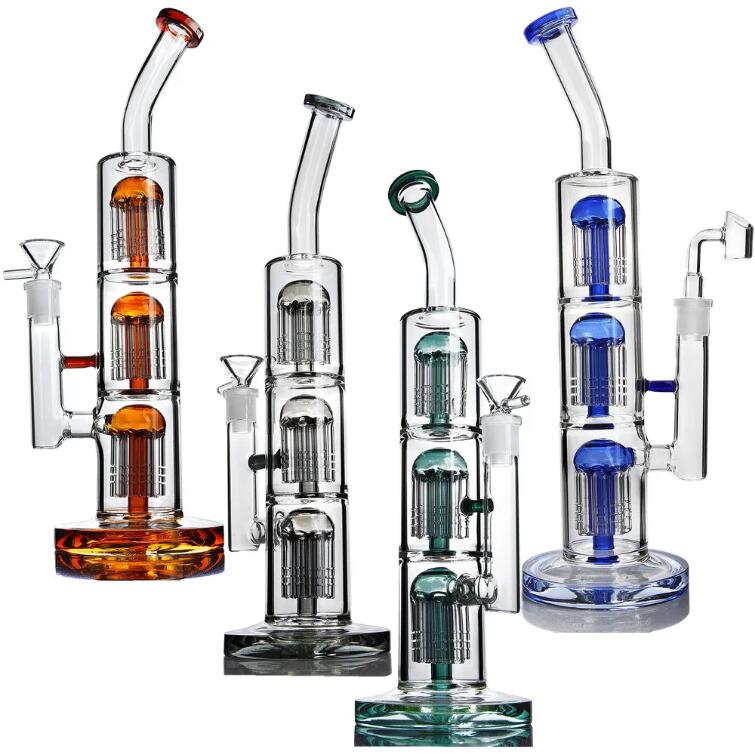 Gravity Glass Bong Dab rig Narghilè Tubi d'acqua in vetro inebriante Accessorio fumatori Matrix Perc 14mm Bowl Water Bong 33cm di altezza