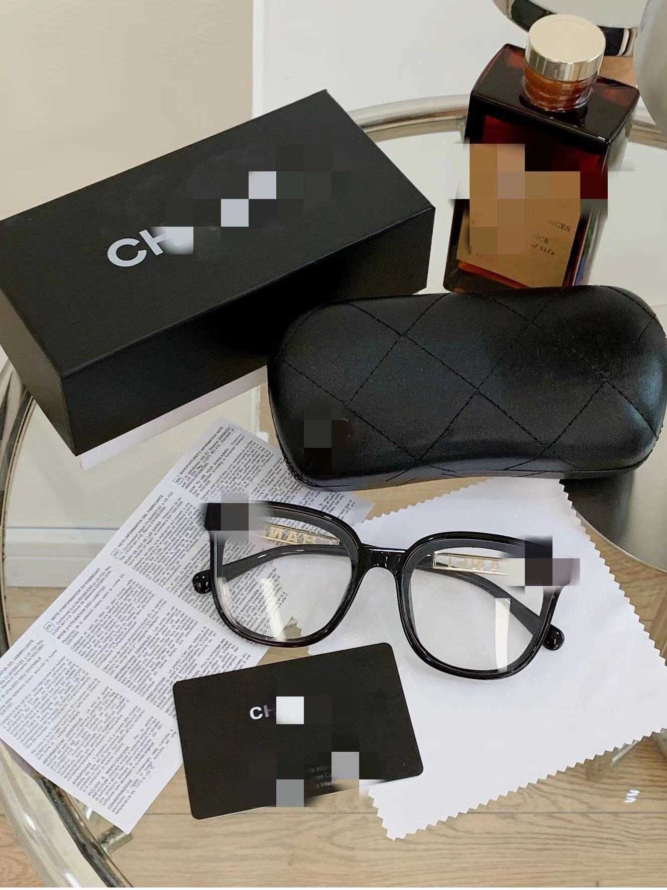 2024年の新しい高品質10％オフ高級デザイナー新しい男性と女性のサングラス20％オフChan Xiaoxiangjia Hollow Letter Large Box Glasses Plain Face