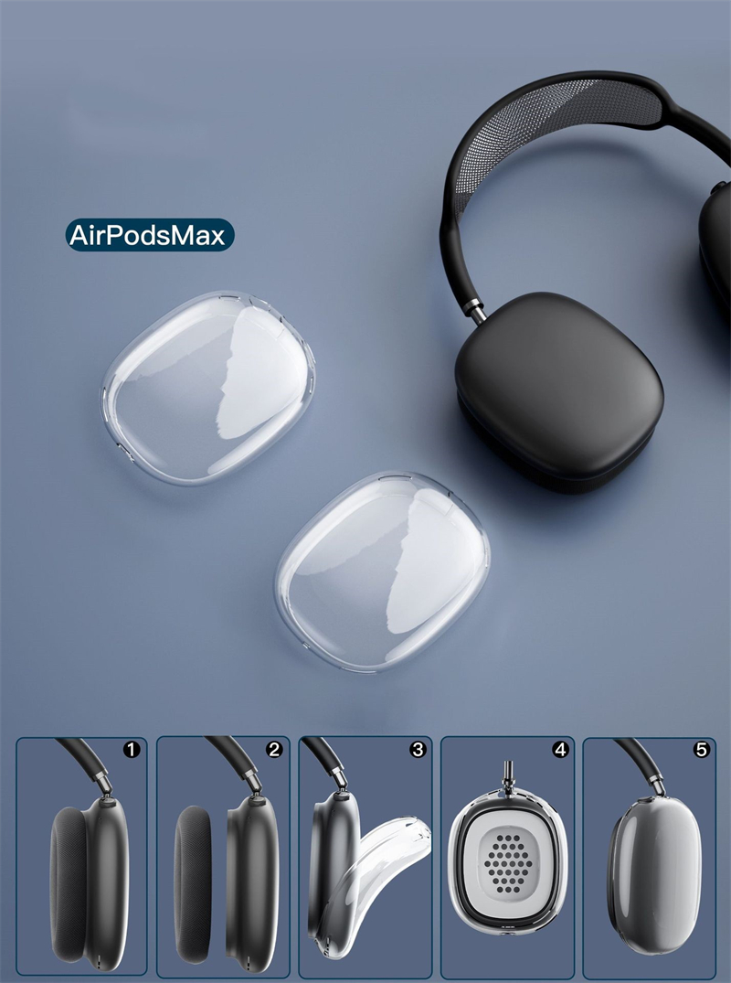 För AirPods Max Case hörlurar CUDIONS Bluetooth Headset Cover Hög permeabilitet Transparent damm öronfodral