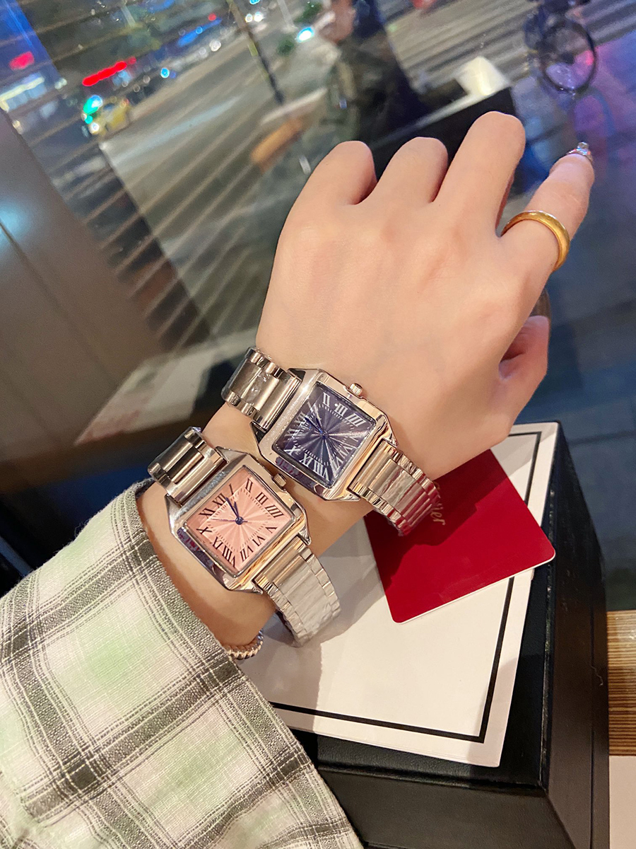 Fashion Full Brand Wrist Watches Women Ladies Girl Popular Square Style Luxury Steel Metal Band Quartz Tank Clock CA 89