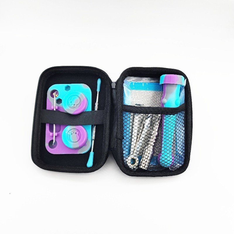 Pocket Colorful Silicone Smoking Kit Portable Dry Herb Tobacco Oil Rigs Nails Tip Straw Spoon Storage Box Hand Cigarette Holder Stash Case Waterpipe Bong Dabber DHL